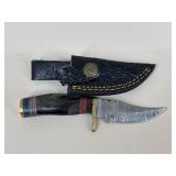 Custom Damascus Fixed Blade Knife W/ Sheath