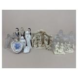 Porcelain/Resin+ Nativity Figures & Candle Holders