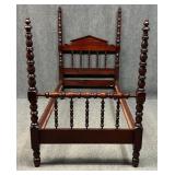 Mahogany Spool Style Twin Poster Bed