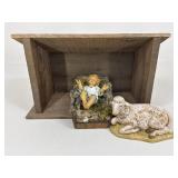 Fontanini Baby Jesus & Sheep Figure W/ Manger