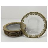 Arte Italica Vetro Gold Dinner Plates / 11 pc