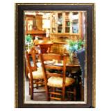 Beveled Mirror in Brown and Gold Frame