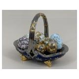 The Franklin Mint Porcelain Faberge Basket W/ Eggs