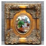 Beveled Oval Mirror in Ornate Frame