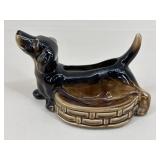 Vintage Ceramic Dachshund Planter Trinket Dish