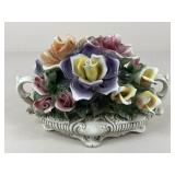 Capodimonte Porcelain Flower Basket Centerpiece