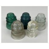 Vintage Hemingray Insulators / 5 pc
