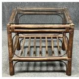 Bamboo Side Table W/ Galss Top