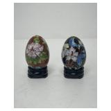 Chinese Cloisonne Enamel Eggs w/ Stands