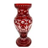 Cut-to-Clear Ruby Red Vase by Egermann Bohemian
