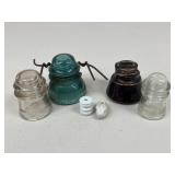 Vintage Glass & Ceramic Insulators / 6 pc
