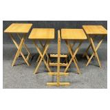 Dolphin Beechwood TV Trays w/Stand / 4 pc
