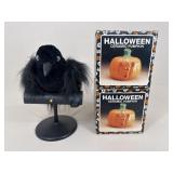 Ceramic Pumpkins & Animated Crow / 3 pc