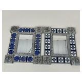 Two Mirrors w/Metal & Tile Frames