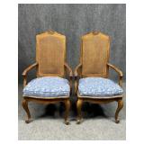 Pair of Cane Back Dining Arm Chairs