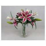 Nicole Miller Faux Stargazer Lilies In Vase