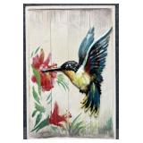 Dimensional Hummingbird Painted Metal & Wood
