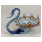 Hand Blown Glass Swan Console Bowl