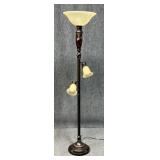 Metal & Glass Triple Bulb Floor Lamp