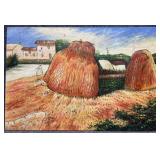 "Hay Stacks"Painting on Canvas Signed Estecca