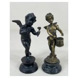 Metal Cherub Statues / 2 pc