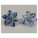 Pair Of Art Glass Flowers