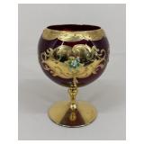 Large Red Glass Bohemian Style Balloon Wine Glass