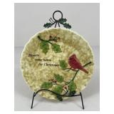 Holiday Garden Cardinal Plate w/ Stand