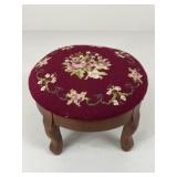 Needlepoint & Wood Foot Stool