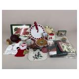 Assorted Christmas Plates, Platters, Decor+