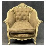 Rococo Style Carved Wood Arm Chair