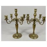 Pair Of Brass Candelabras