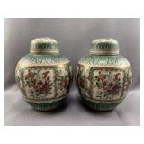 2pc Oriental Urns