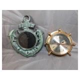 2pc Anchor Mirror & Shipwheel Clock