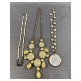 3pc Pearl & Pearl Look Necklaces