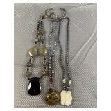 3pc Grey Tone Necklaces + A co-ordinating Bracelet
