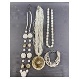4 White Necklaces