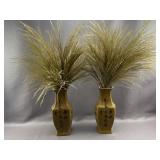 Pair of Oriental Vases w/ Greenery