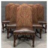 6pc Nailhead Trim Upholstered Chairs