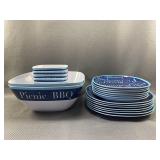 23pc Summer Themed Plastic Dishware