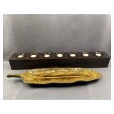 2pc Decorative Tray & Candle Holder