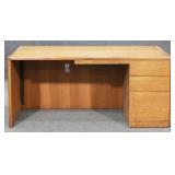 Large Golden Oak Desk 3 Drawers & 1 File Drawer