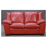 Red Leather Loveseat