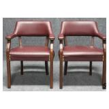 2pc Upholstered Leather Chairs w/ Nailhead trim
