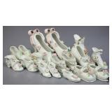 Porcelain Figurines of Ladies Shoes 17pc