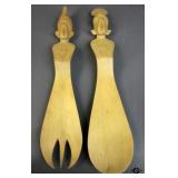 Carved Wood Salad Utensils