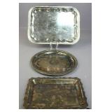 Silver Plate & Metal Serving Trays 3pc