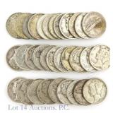 USA 90%-Silver Mercury Dimes VF - AU+ (32)