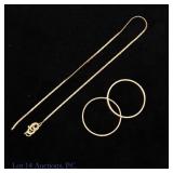 14k Y Gold Rings Pair (+1 Broken 14k Necklace)