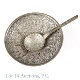 Mexican Coin Silver Salt Cellar & Spoon